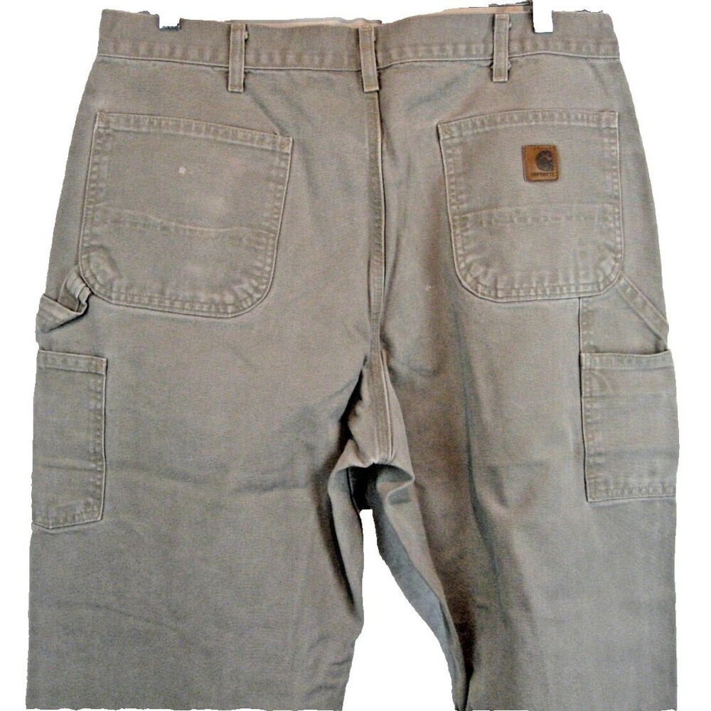 Mens Carhartt Tan Cotton Canvas Dungaree Style Jeans sz 38x30 - Picture 4 of 7